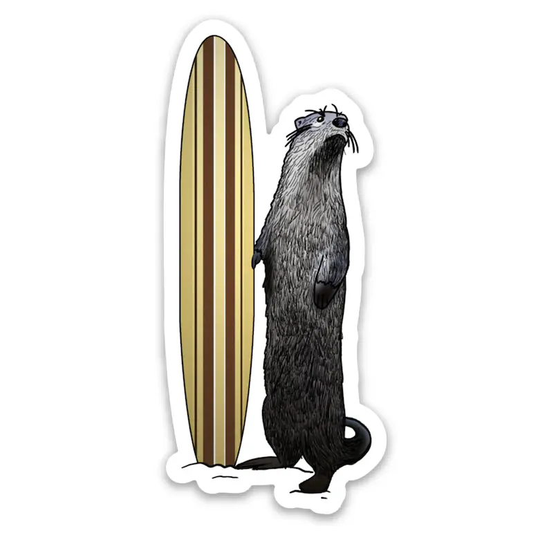 Surf Otter Laptop Sticker