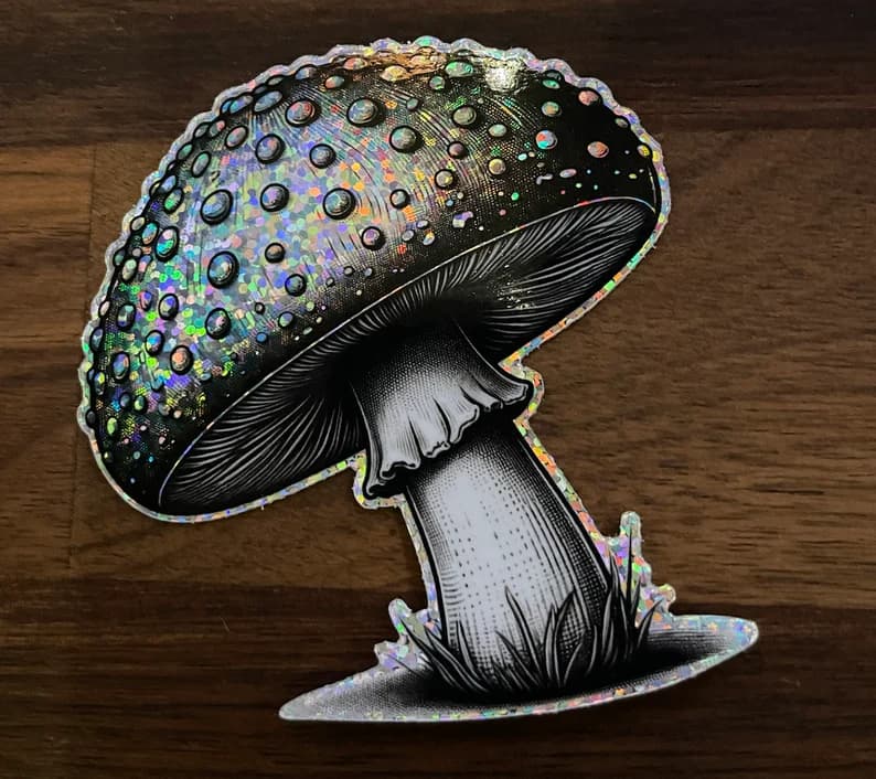 Magical Glitter Mushroom Laptop Sticker