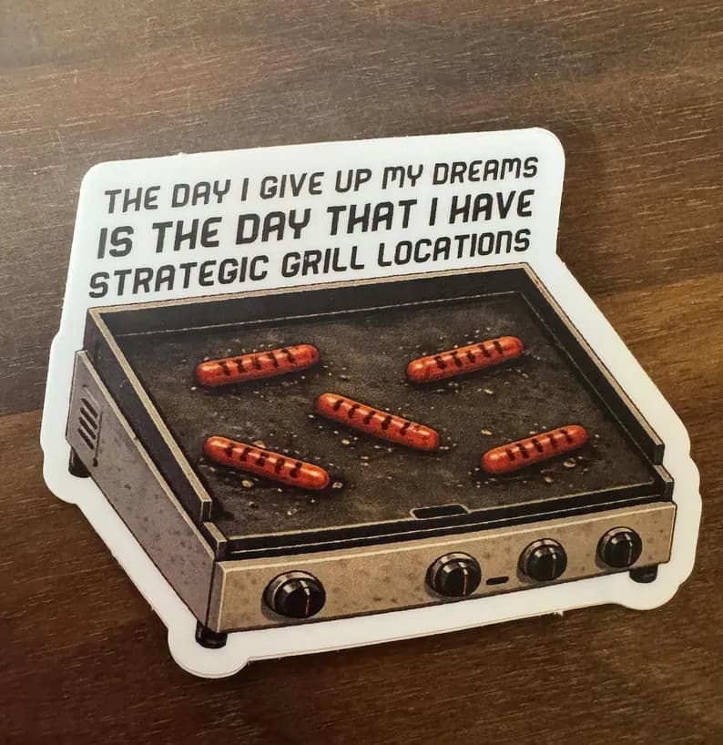 Mitch Hedberg Tribute Vinyl Laptop Sticker - Strategic Grill Locations